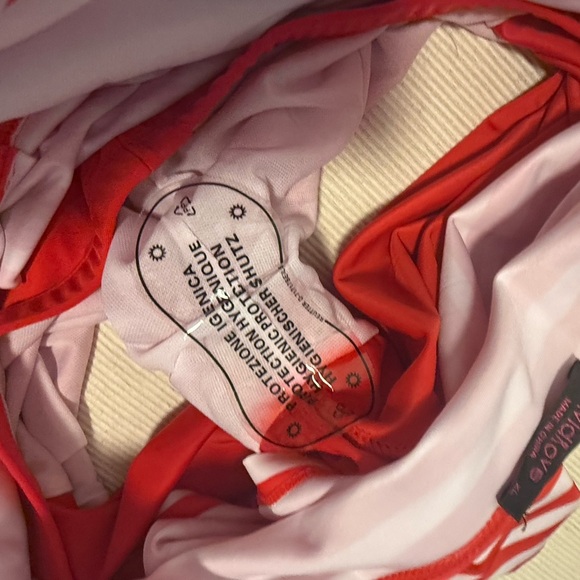 Red and White Striped Swim 2 Piece with Ruched Detail - Picture 10 of 14